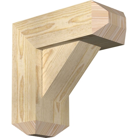 Ekena Millwork Traditional Craftsman Rough Sawn Bracket w/ Offset Brace, Douglas Fir, 6"W x 14"D x 14"H BKT0604X14X14TRA04RDF